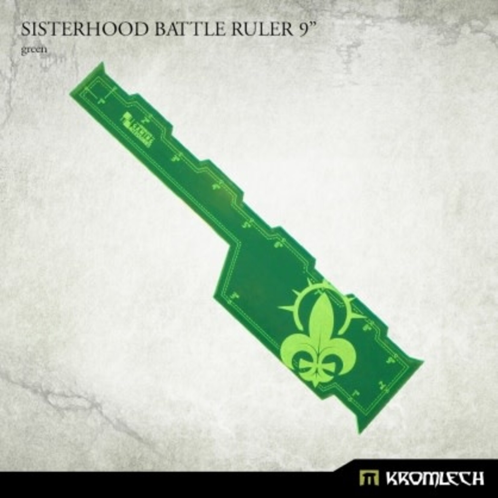 Kromlech Kromlech Templates: 9" Sisterhood Battle Ruler Translucent Green