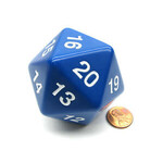 Chessex 55mm Jumbo d20 Opaque Blue/white countdown die