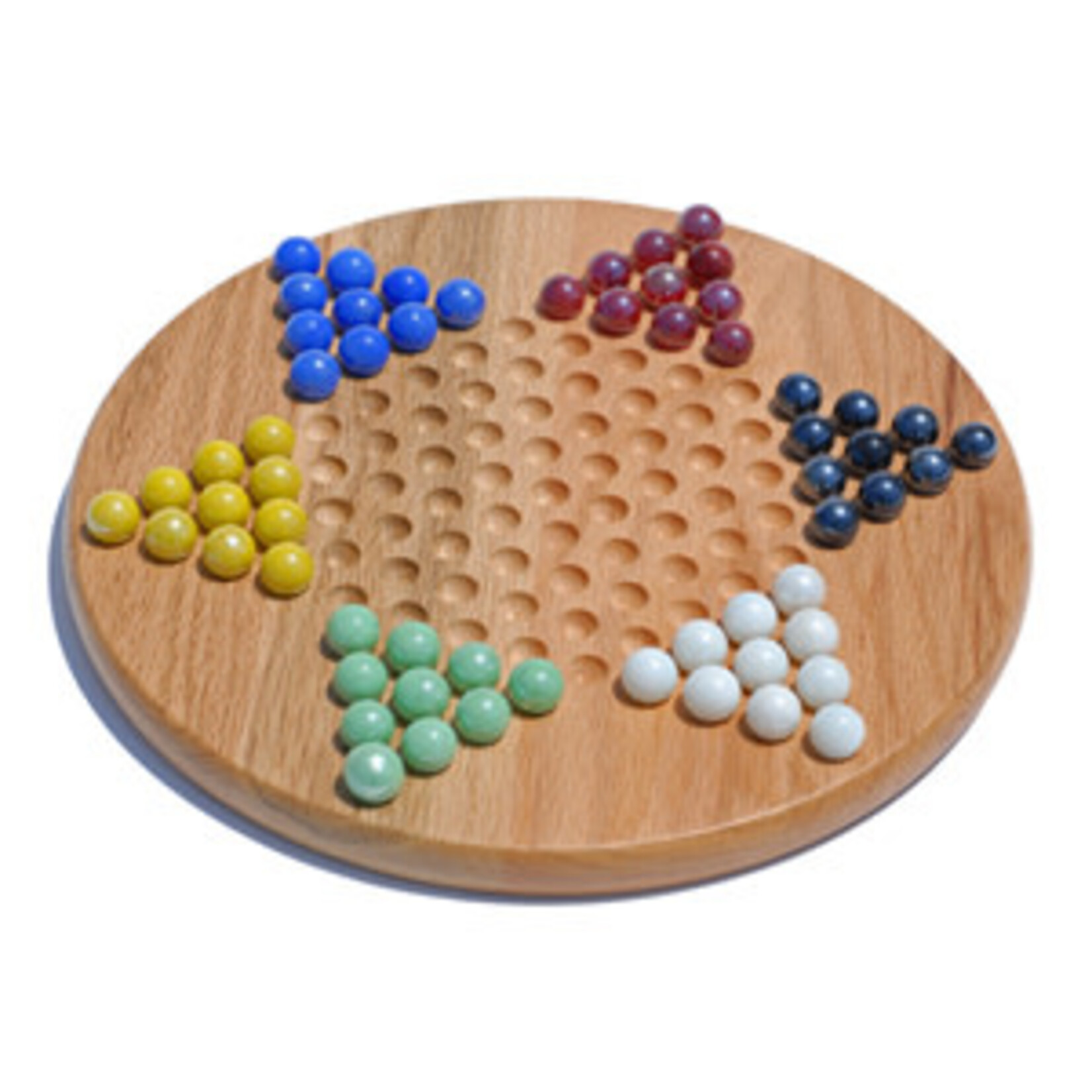 Wood Expressions Solid Oak Chinese Checkers Set with Glass Marbles