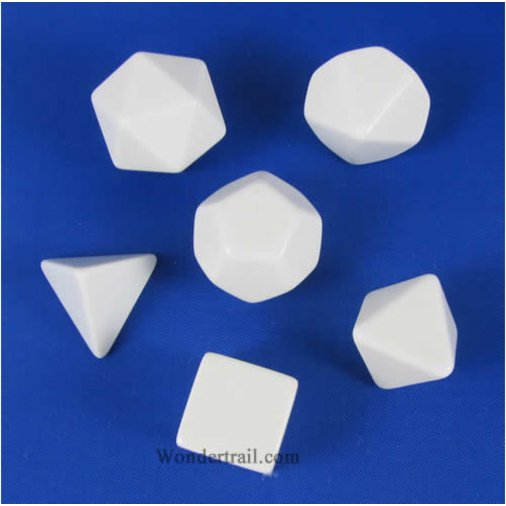 Chessex Opaque Polyhedral White Set of 6 Blank Dice