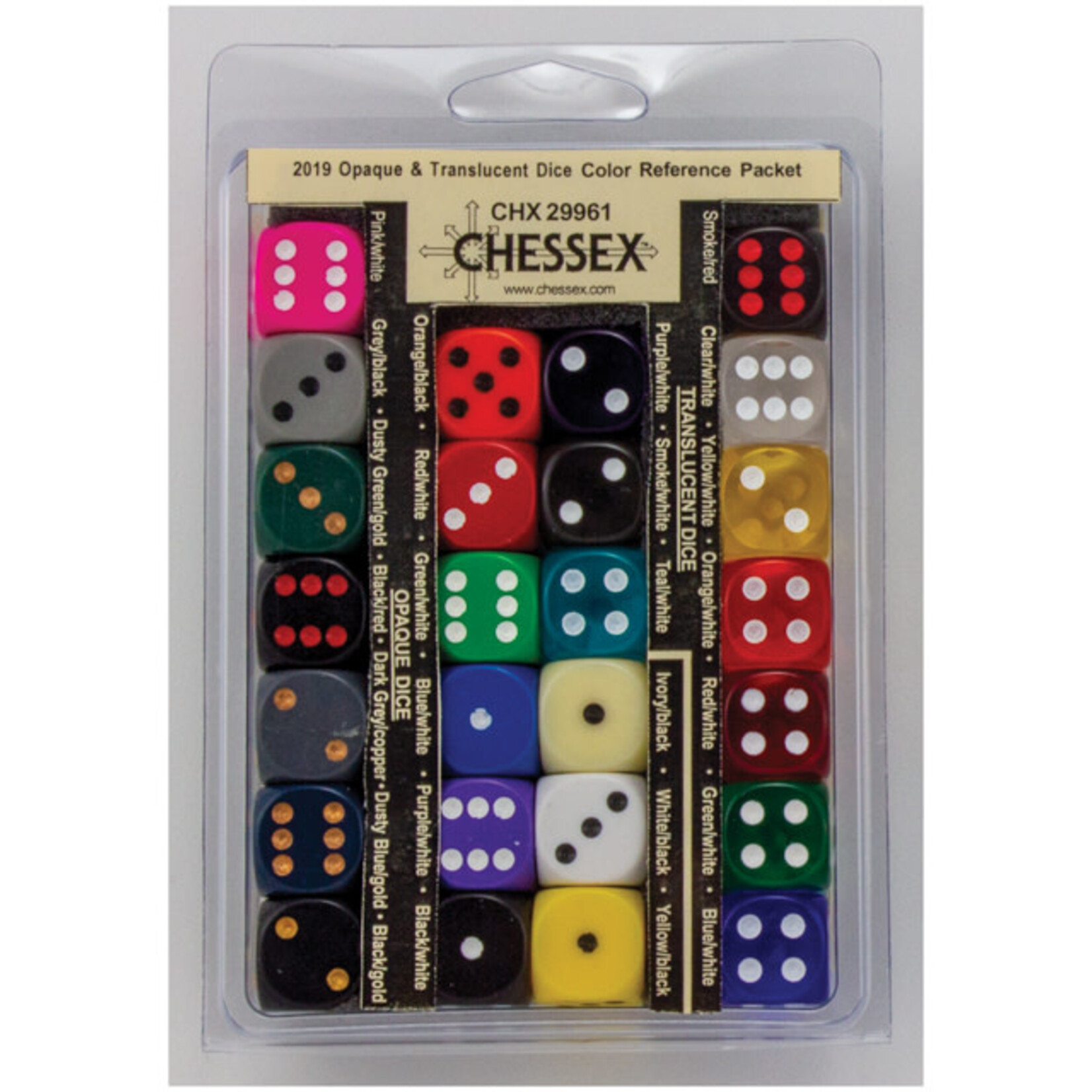 Chessex 2007-2023 Opaque & Translucent Dice Color Reference Packet