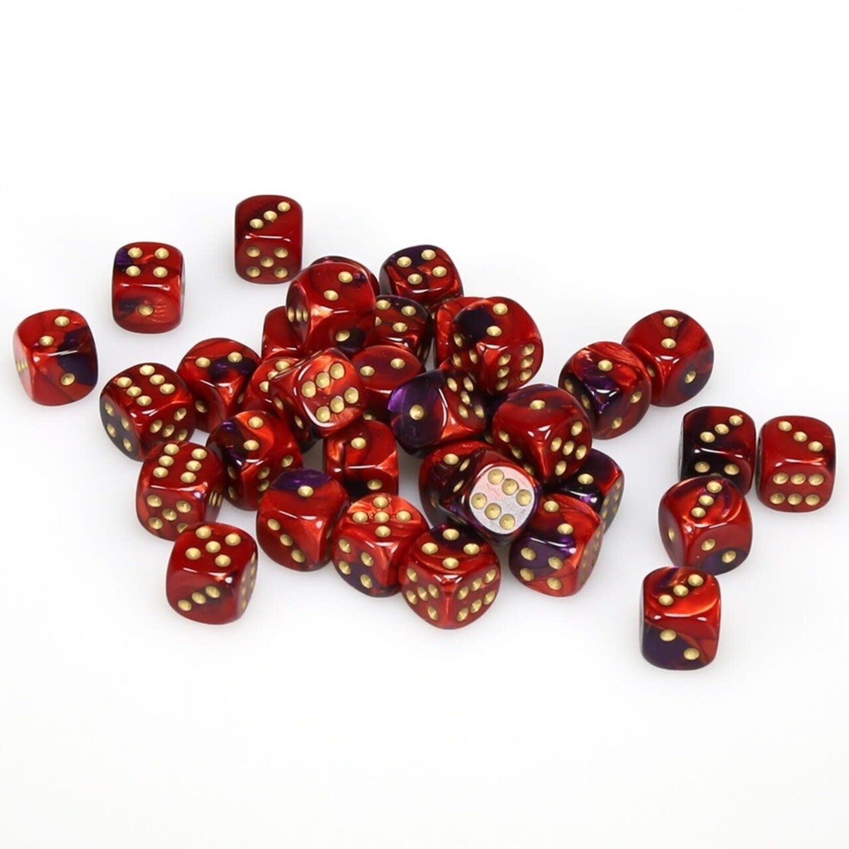 Chessex Gemini Purple-Red/gold 12mm d6 Dice Block (36 dice)