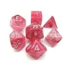 Chessex Ghostly Glow Pink/silver Polyhedral 7-Dice Set