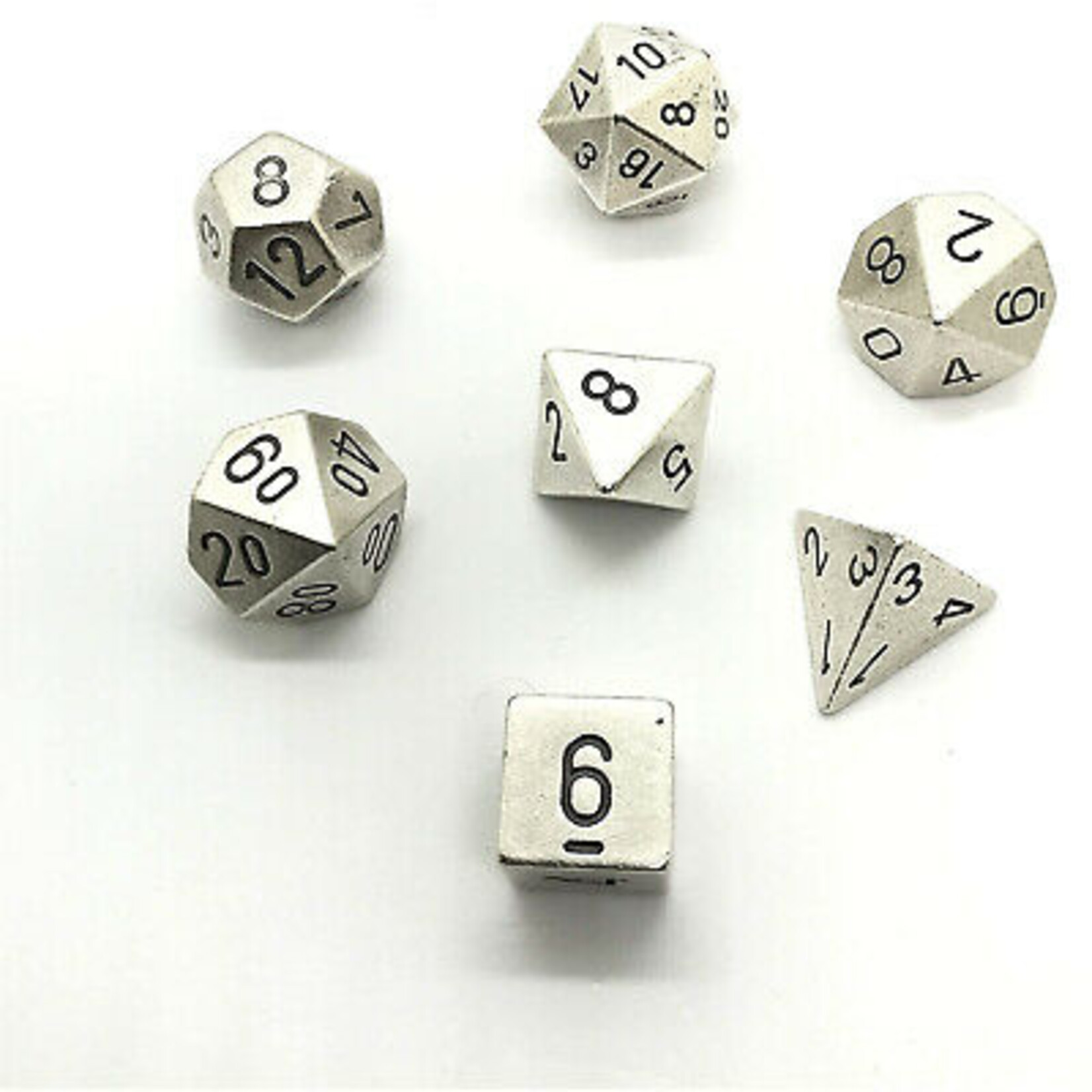 Chessex Solid Metal Poly 7 Silver