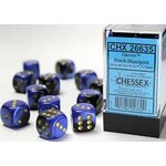 Chessex Gemini Black-Blue/gold 16mm d6 Dice Block (12 dice)