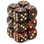 Chessex Gemini Black-Red/gold 16mm d6 Dice Block (12 dice)