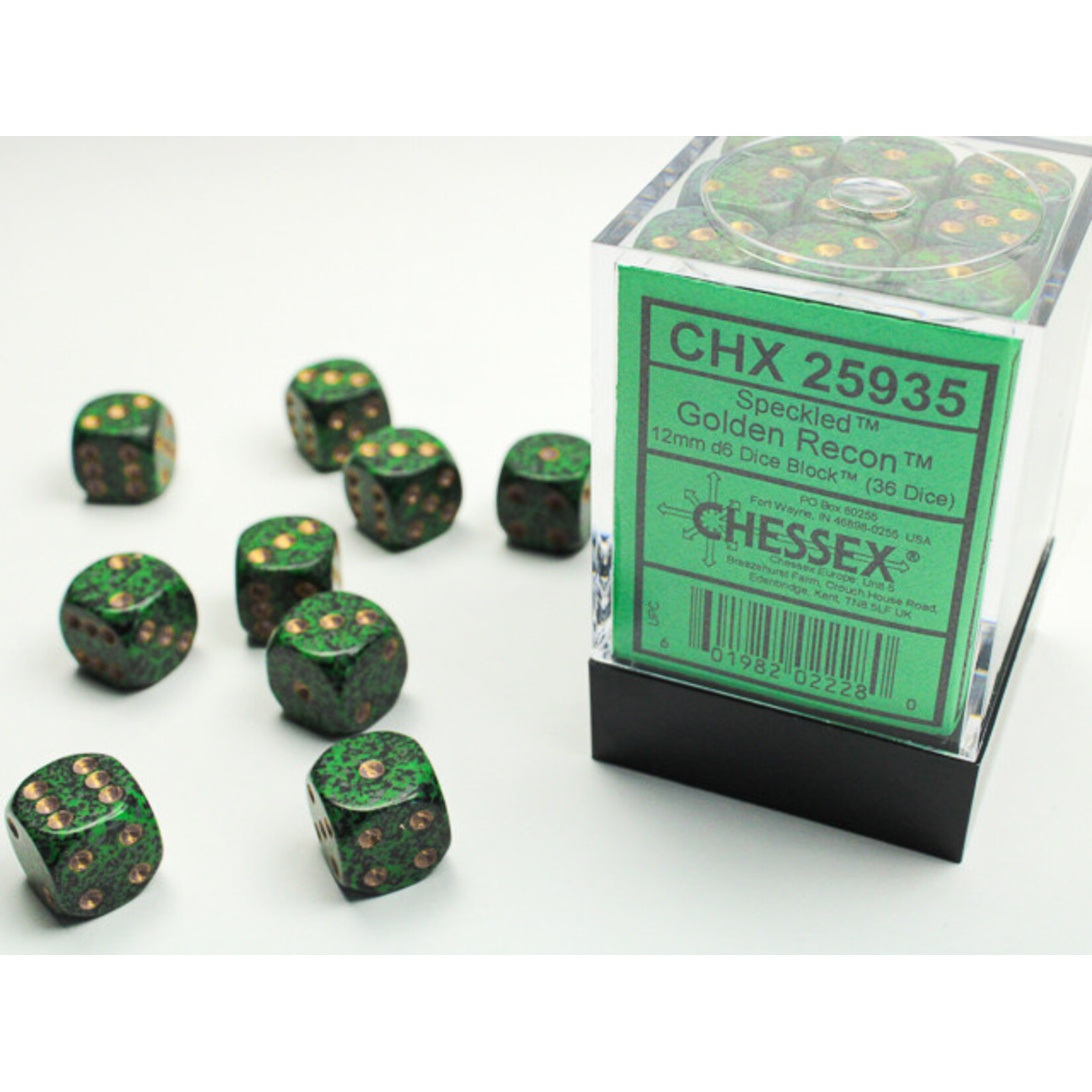 Chessex Speckled Golden Recon 12mm d6 Dice Block (36 dice)