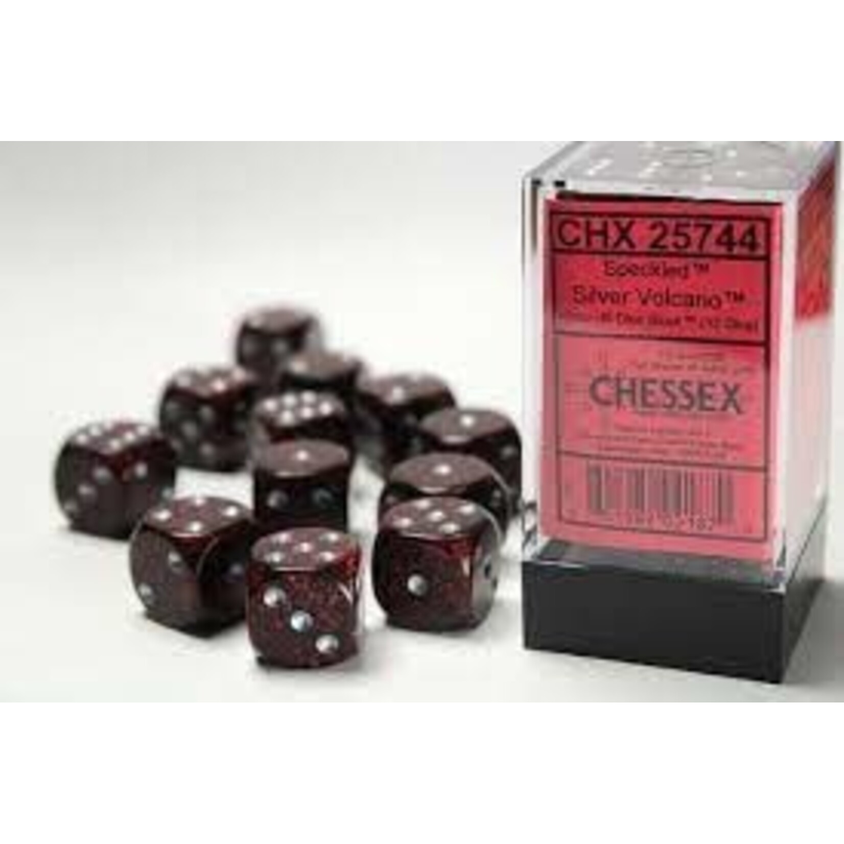 Chessex Speckled Silver Volcano 16mm d6 Dice Block (12 dice)