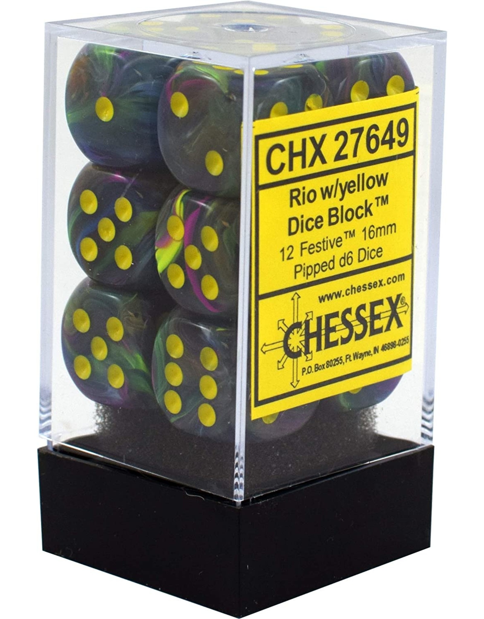 Chessex Festive 16mm D6  Rio/Yellow (12)