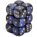 Chessex Scarab Royal Blue/gold 16mm d6 Dice Block (12 dice)