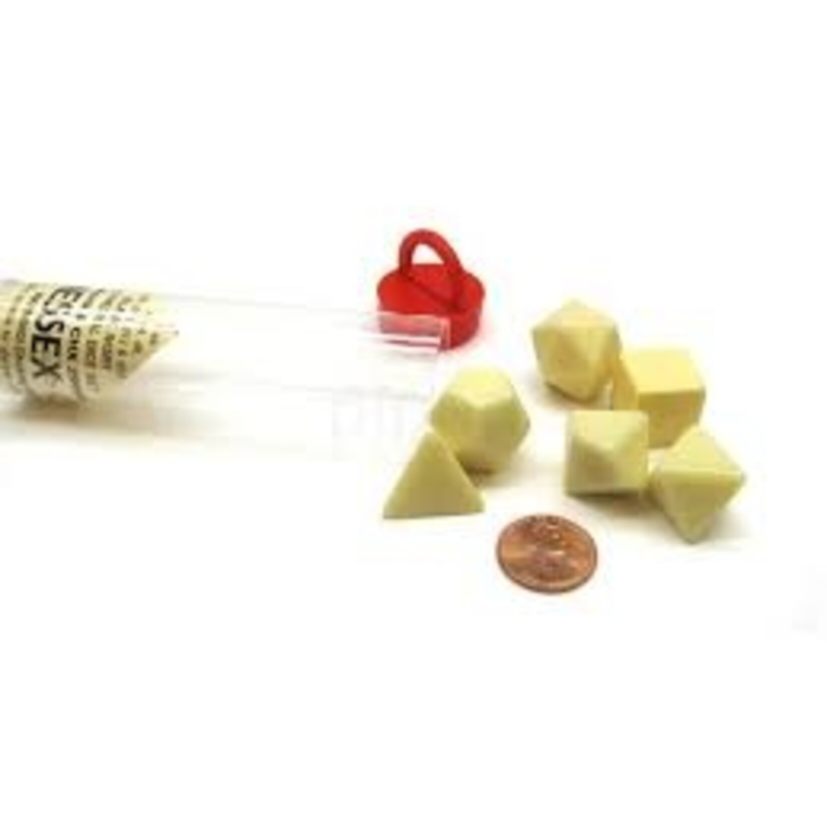 Chessex Opaque Polyhedral Ivory Set of 6 Blank Dice