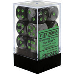 Chessex Gemini® 16mm d6 Black-Grey/green Dice Block™ (12 dice)