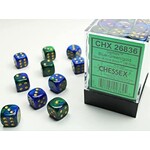 Chessex Gemini Blue-Green/gold 12mm d6 Dice Block (36 dice)