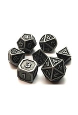 Old School Dice 7 Piece DnD RPG Metal Dice Set: Dwarven Forged - Ancient Silver