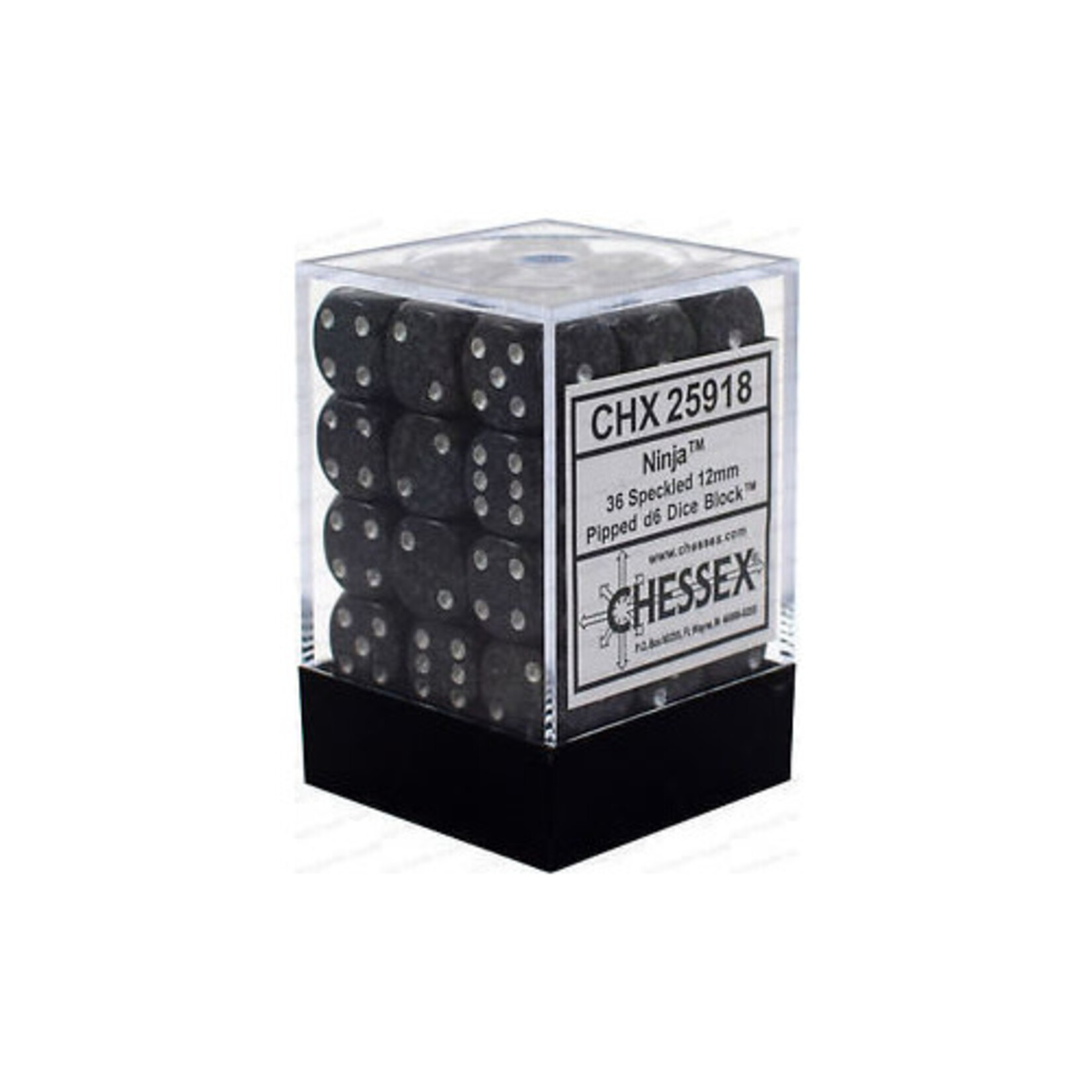 Chessex Speckled Ninja 12mm d6 Dice Block (36 dice)
