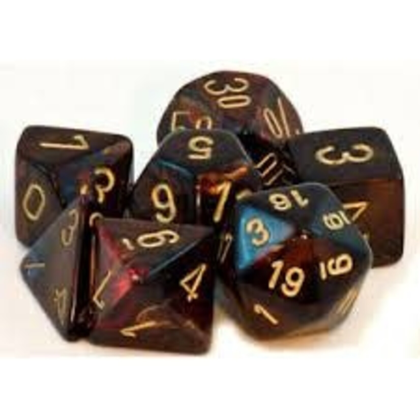 Chessex Scarab Blue Blood/gold Polyhedral 7-Dice Set