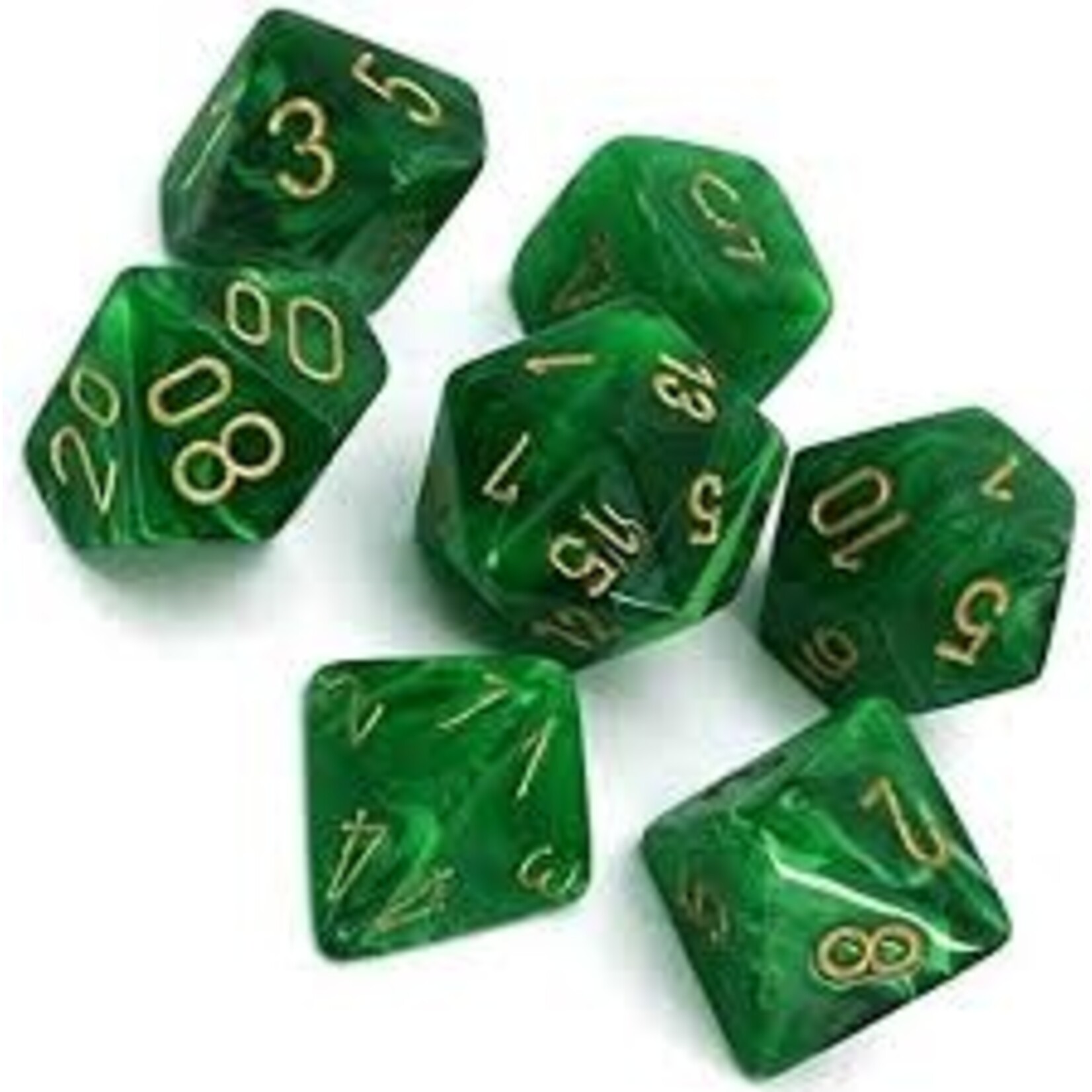 Chessex Vortex Green/gold Polyhedral 7-Dice Set
