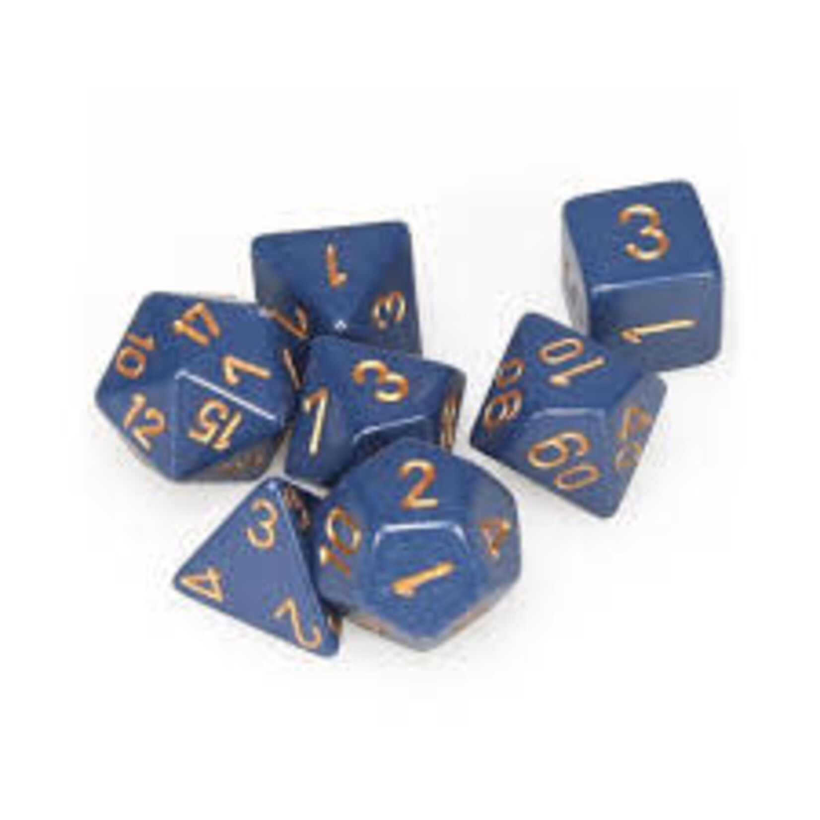 Chessex Opaque Dusty Blue/copper Polyhedral 7-Dice Set