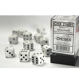 Chessex Opaque White w/ Black 16mm D6 (12)