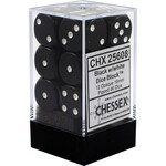 Chessex Opaque Black/white 16mm d6 Dice Block (12 dice)