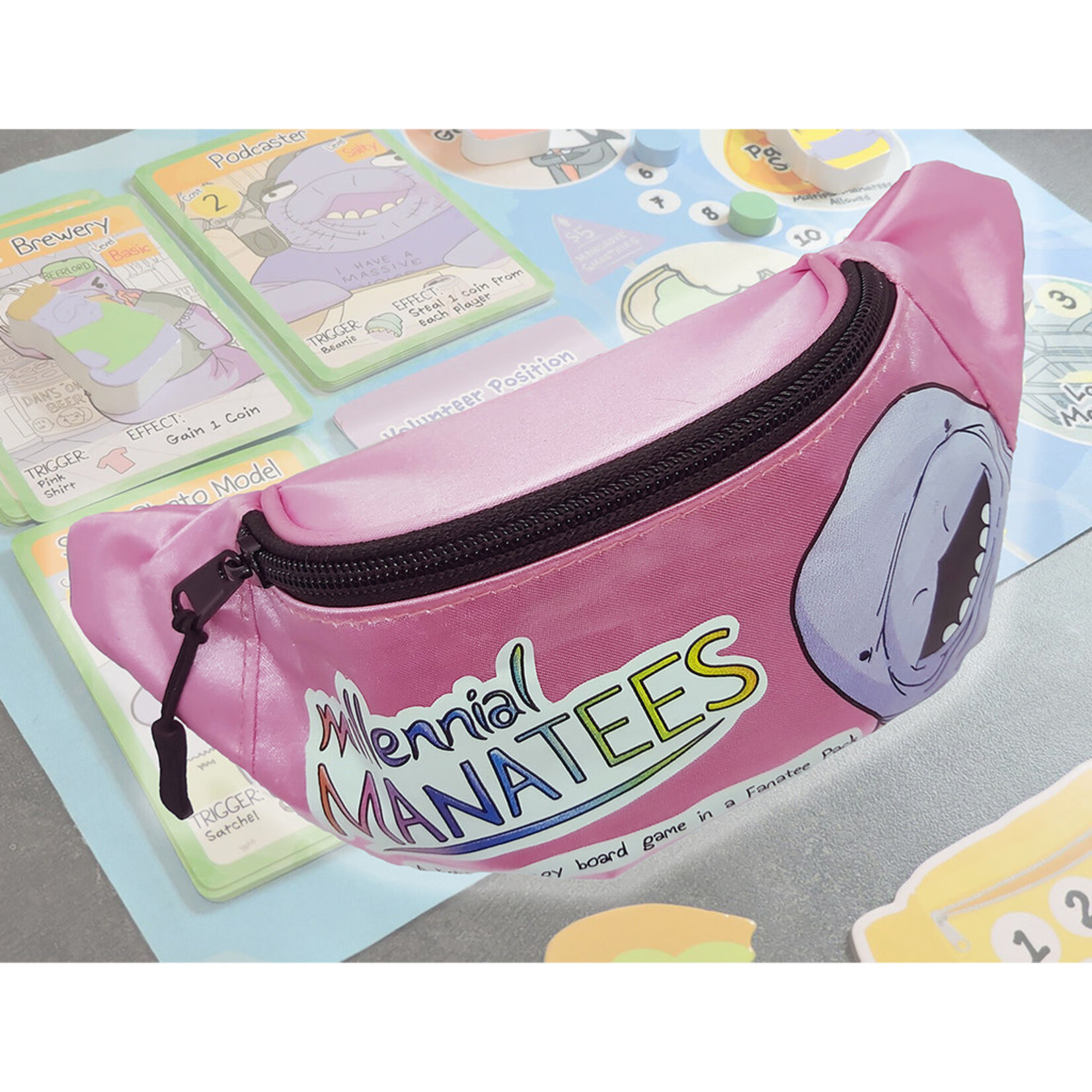 Millenial Manatees Board Game in a Fanatee Pack