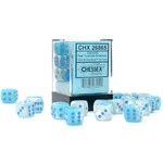 Gemini Pearl Turquoise-White/blue Luminary 12mm d6 Dice Block (36 dice)