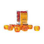 Gemini Translucent Red-Yellow/gold 16mm d6 Dice Block (12 dice)