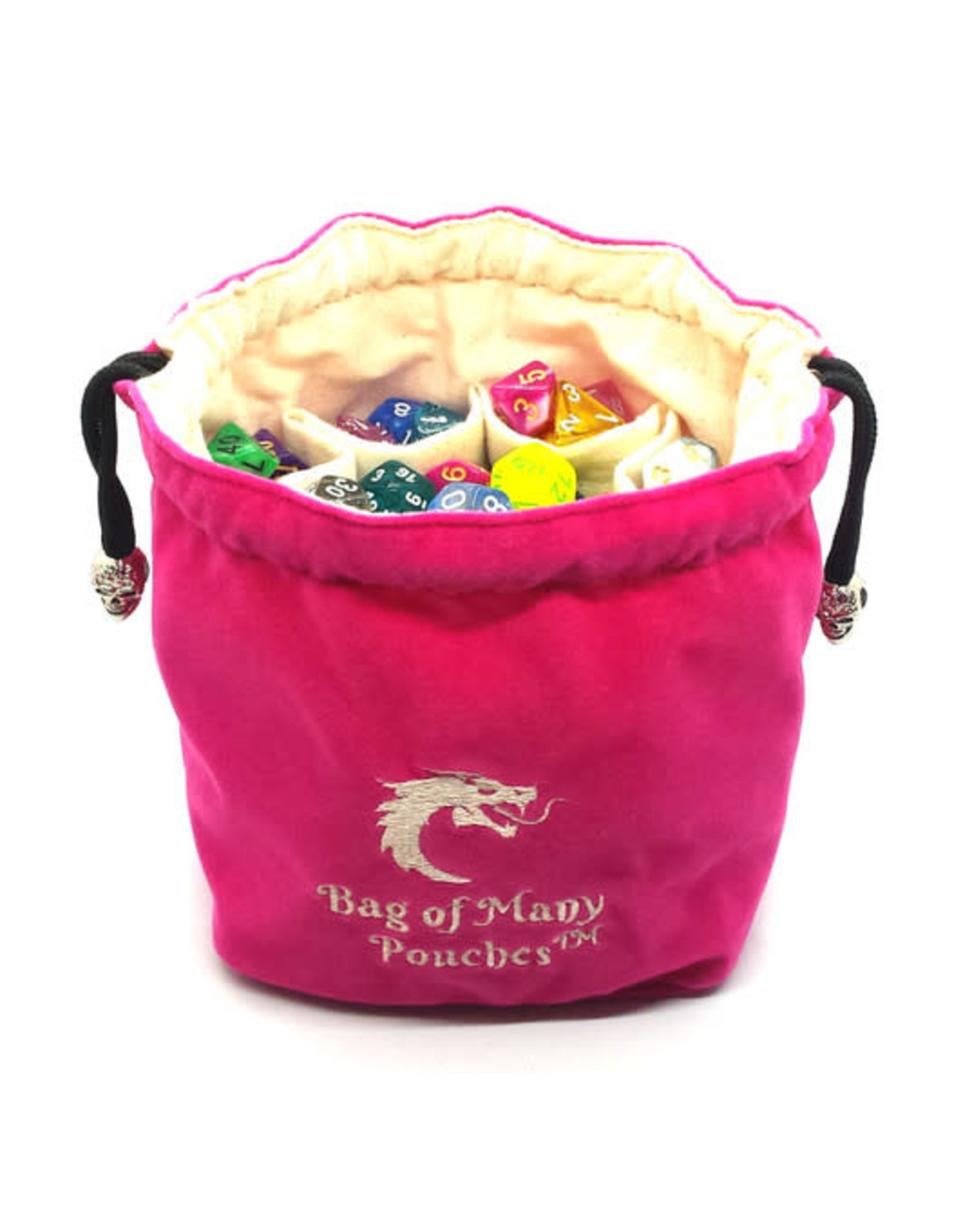 Old School Dice Bag of Many Pouches RPG DnD Dice Bag: Pink
