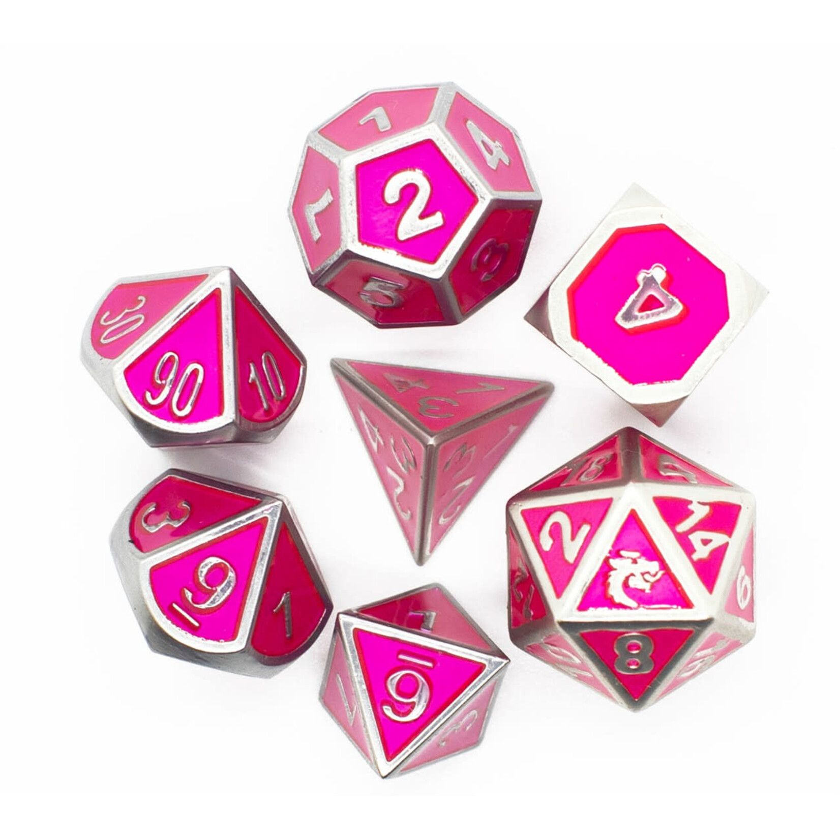 Old School Dice Old School 7 Piece DnD RPG Metal Dice Set: Elven Forged - Metallic Pink