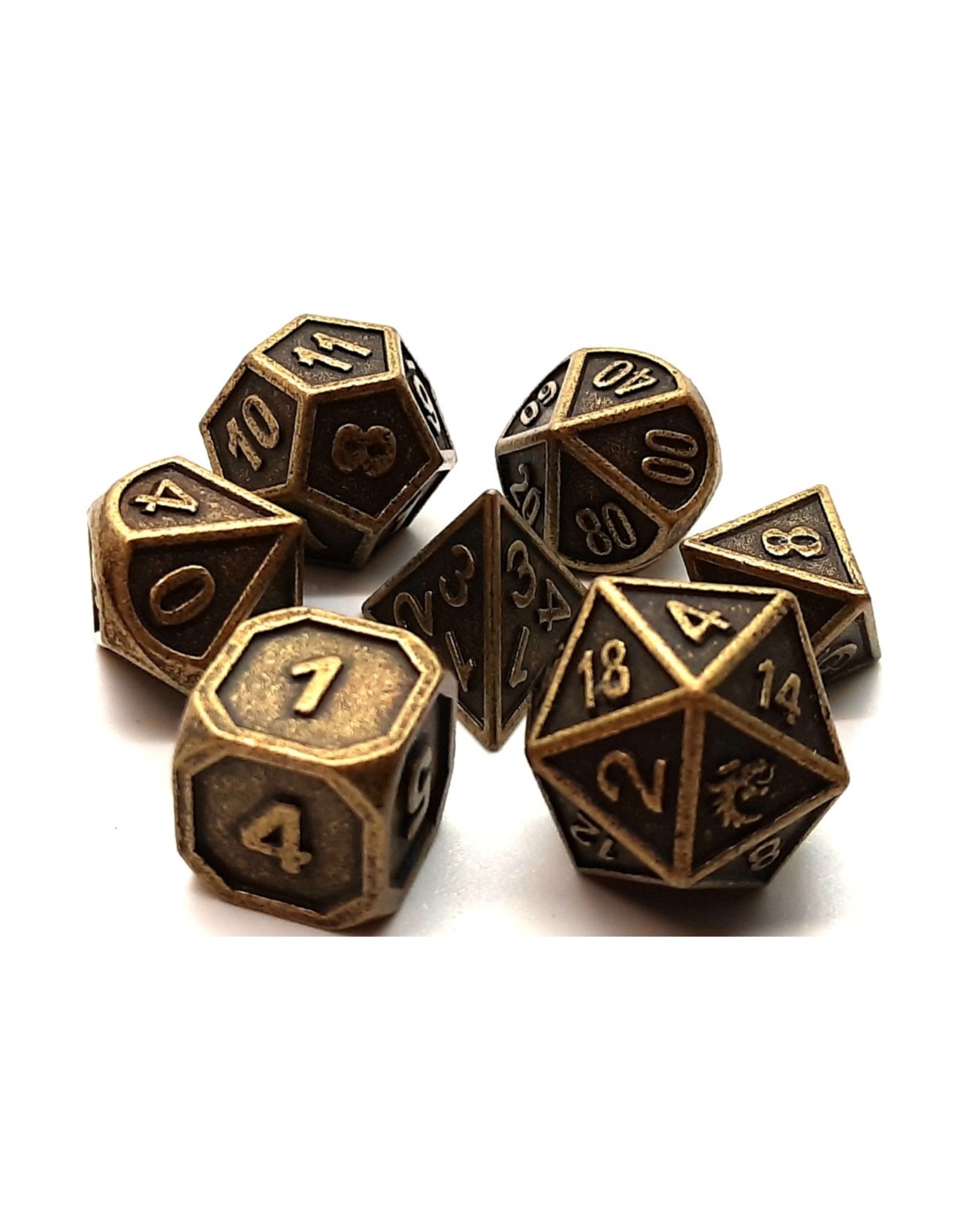 Old School Dice Old School 7 Piece DnD RPG Metal Dice Set: Dwarven Forged - Ancient Gold