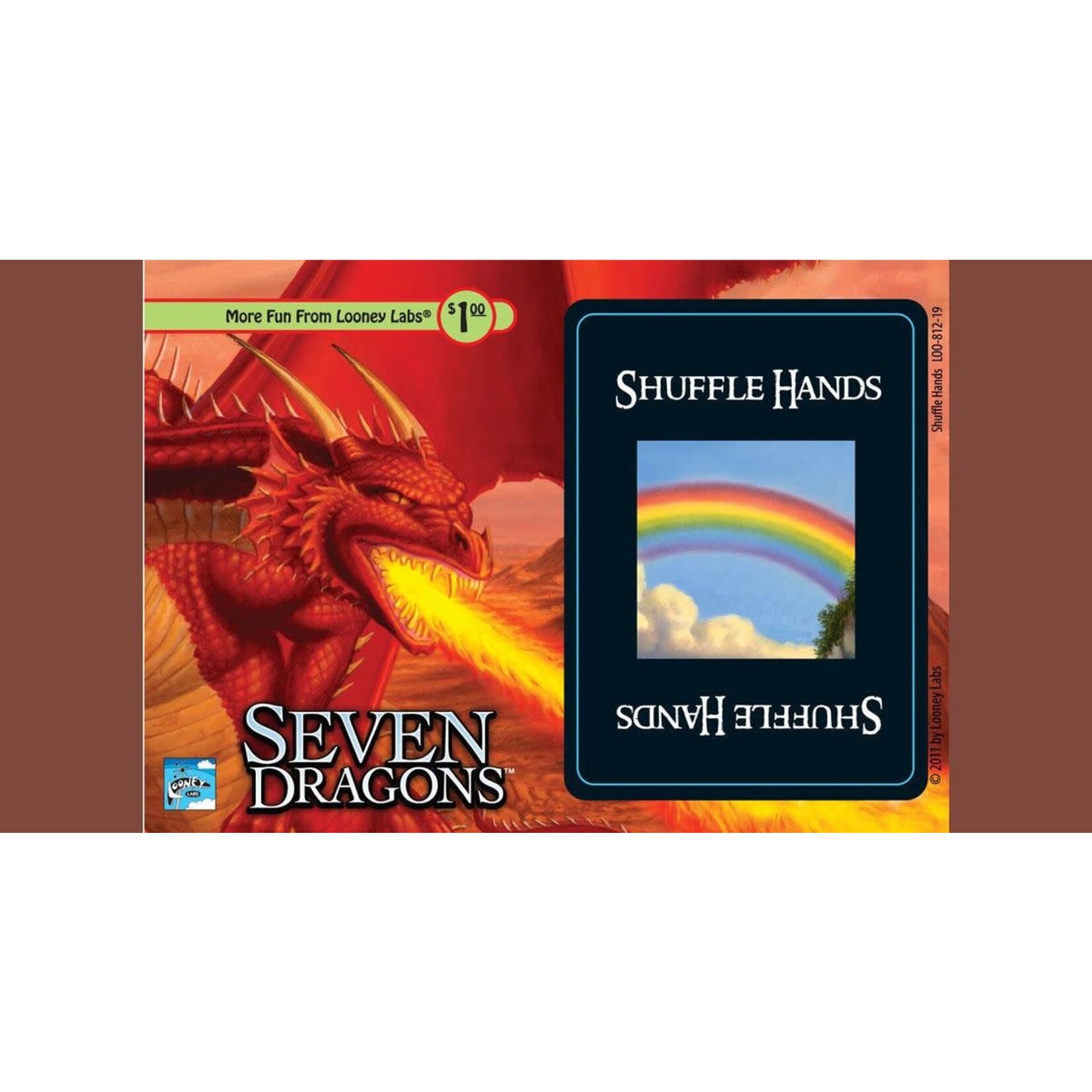 Looney Labs Shuffle Hands: Promo Postcard seven dragons