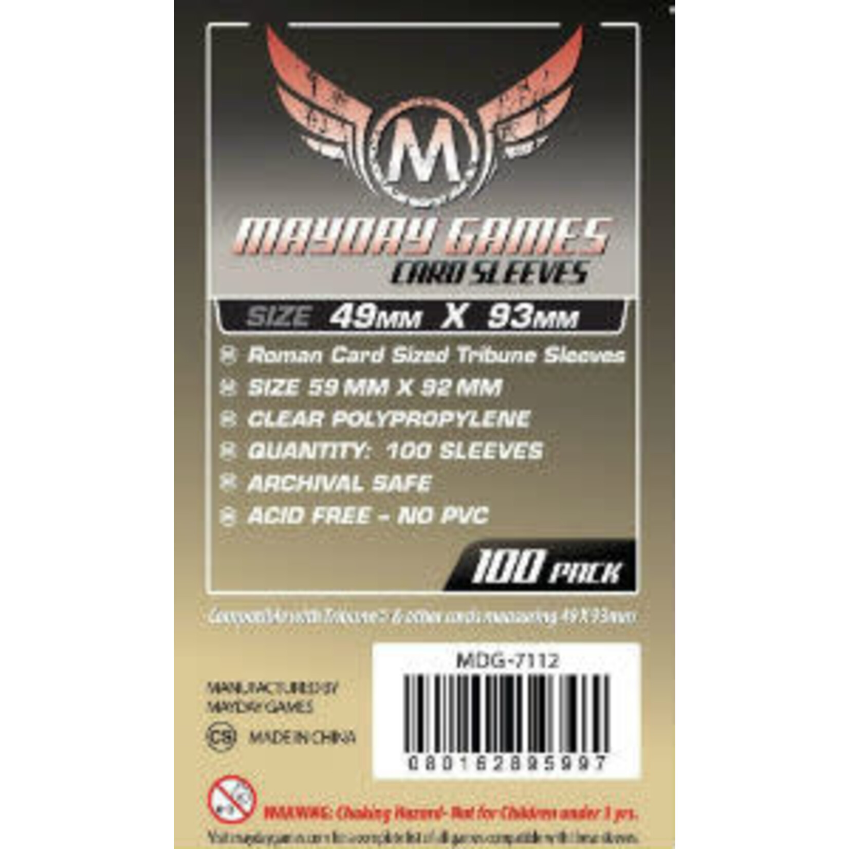 Mayday Games Roman sized Card Sleeves 49mm x 93mm