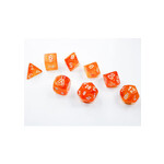 Chessex Borealis Blood Orange/white Luminary Polyhedral 7-Dice Set (with bonus die)