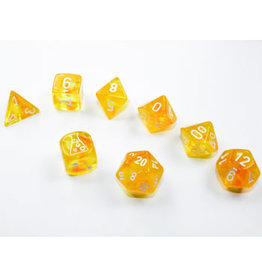 Chessex Borealis® Polyhedral Canary/white Luminary™ 7-Die Set (with bonus die)