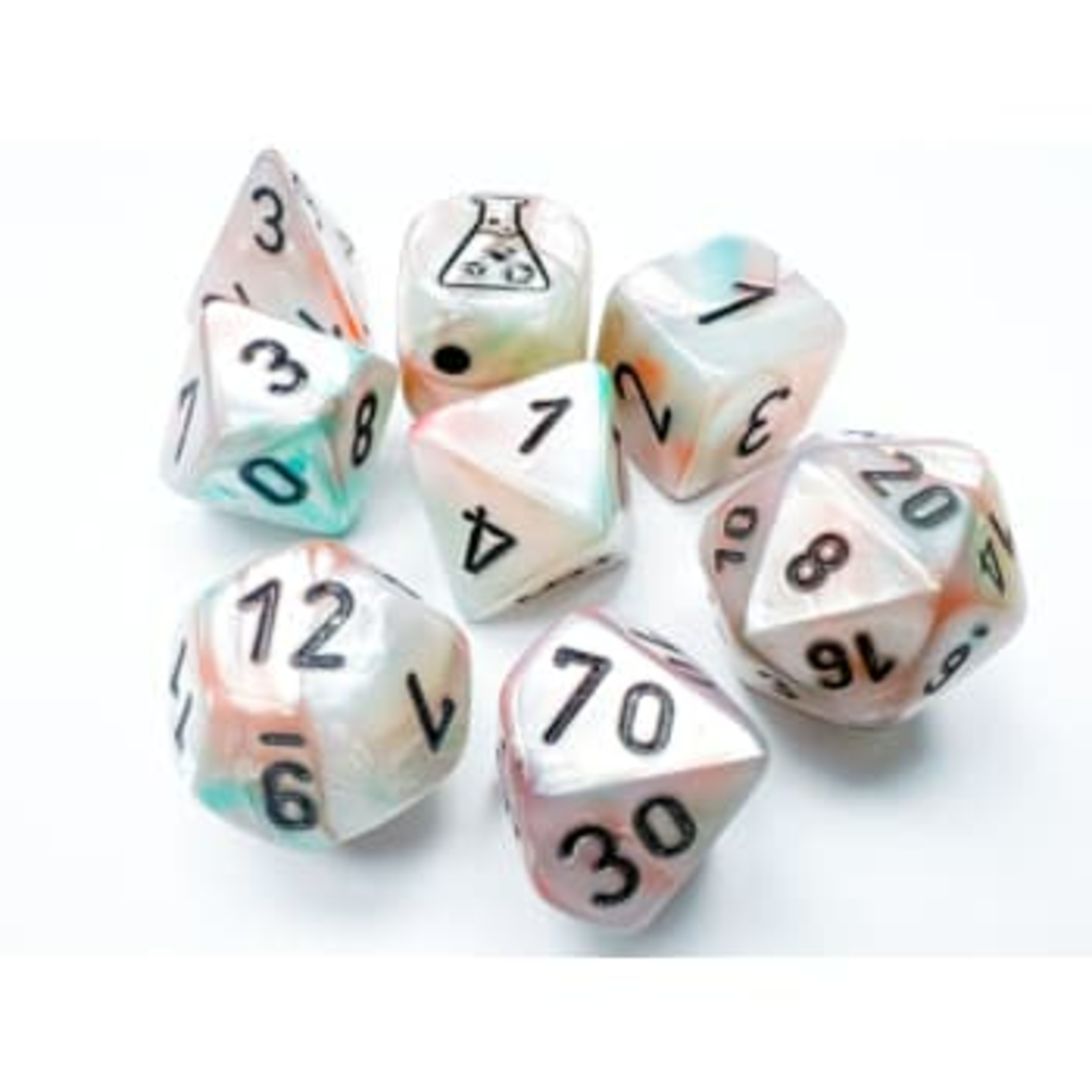Chessex Lab Dice Lustrous Sea Shell/Black Poly 7