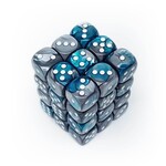 Chessex Gemini Steel-Teal/white 12mm d6 Dice Block (36 dice)
