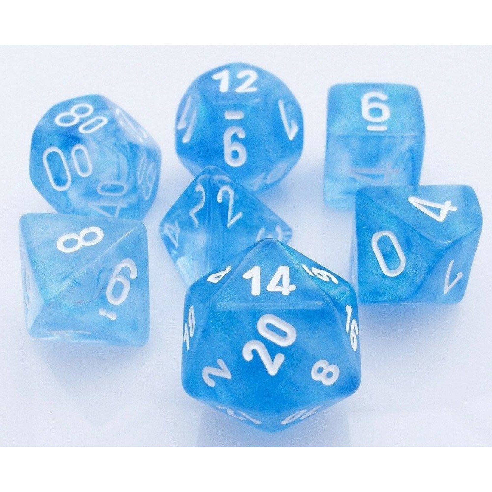 Chessex Borealis Sky Blue/white Luminary Polyhedral 7-Dice Set