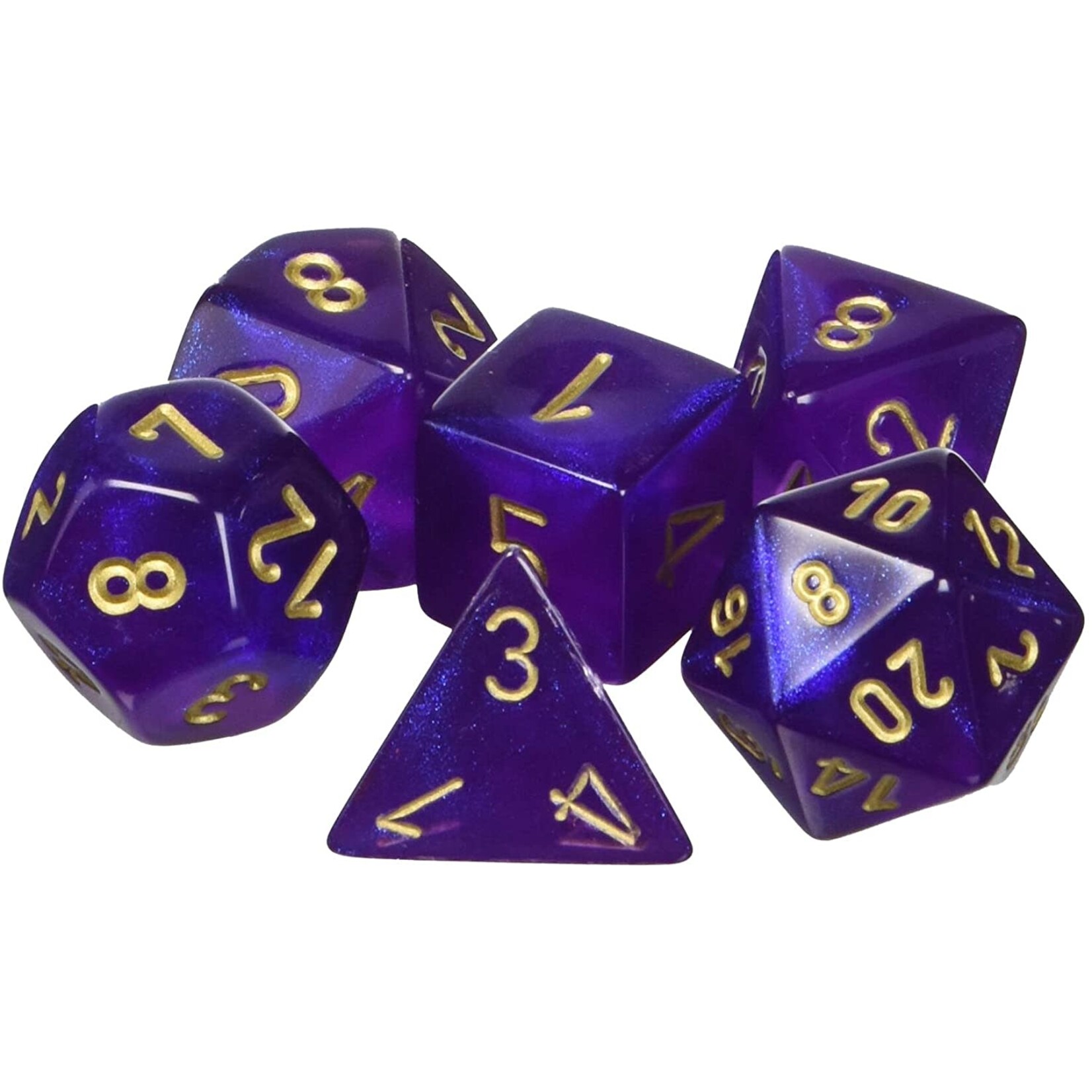 Chessex Borealis Royal Purple/gold Luminary Polyhedral 7-Die Set