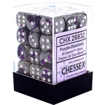 Chessex Gemini Purple-Steel/white 12mm d6 Dice Block (36 dice)