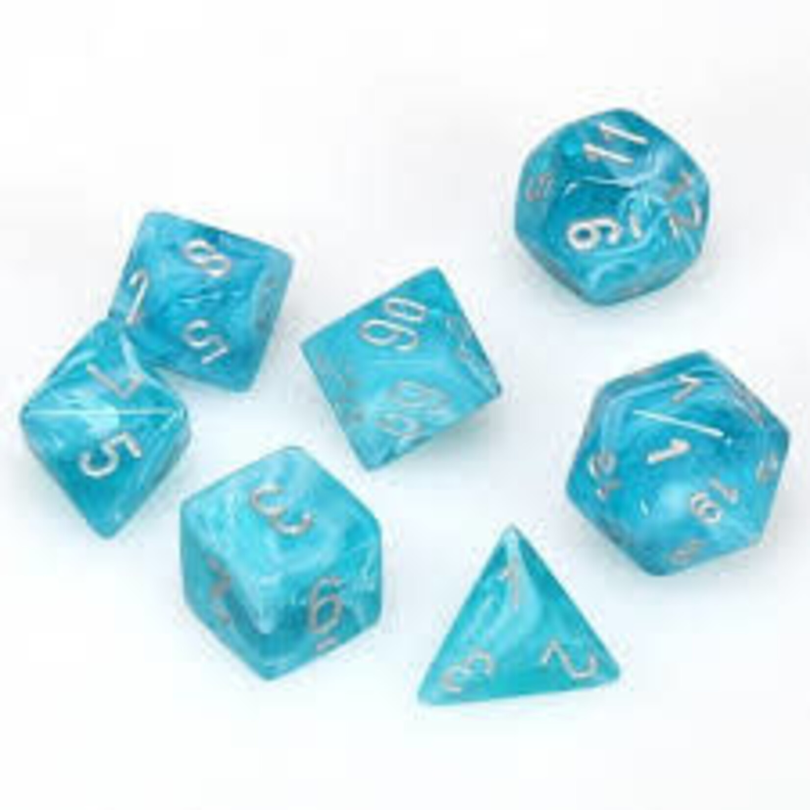 Chessex Cirrus Aqua/silver Polyhedral 7-Dice Set