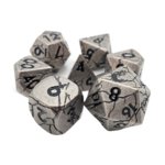 Old School Dice Old School 7 Piece DnD RPG Metal Dice Set: Orc Forged - Ancient Silver w/ Black