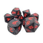 Old School Dice Old School 7 Piece DnD RPG Metal Dice Set: Orc Forged - Matte Black w/ Red
