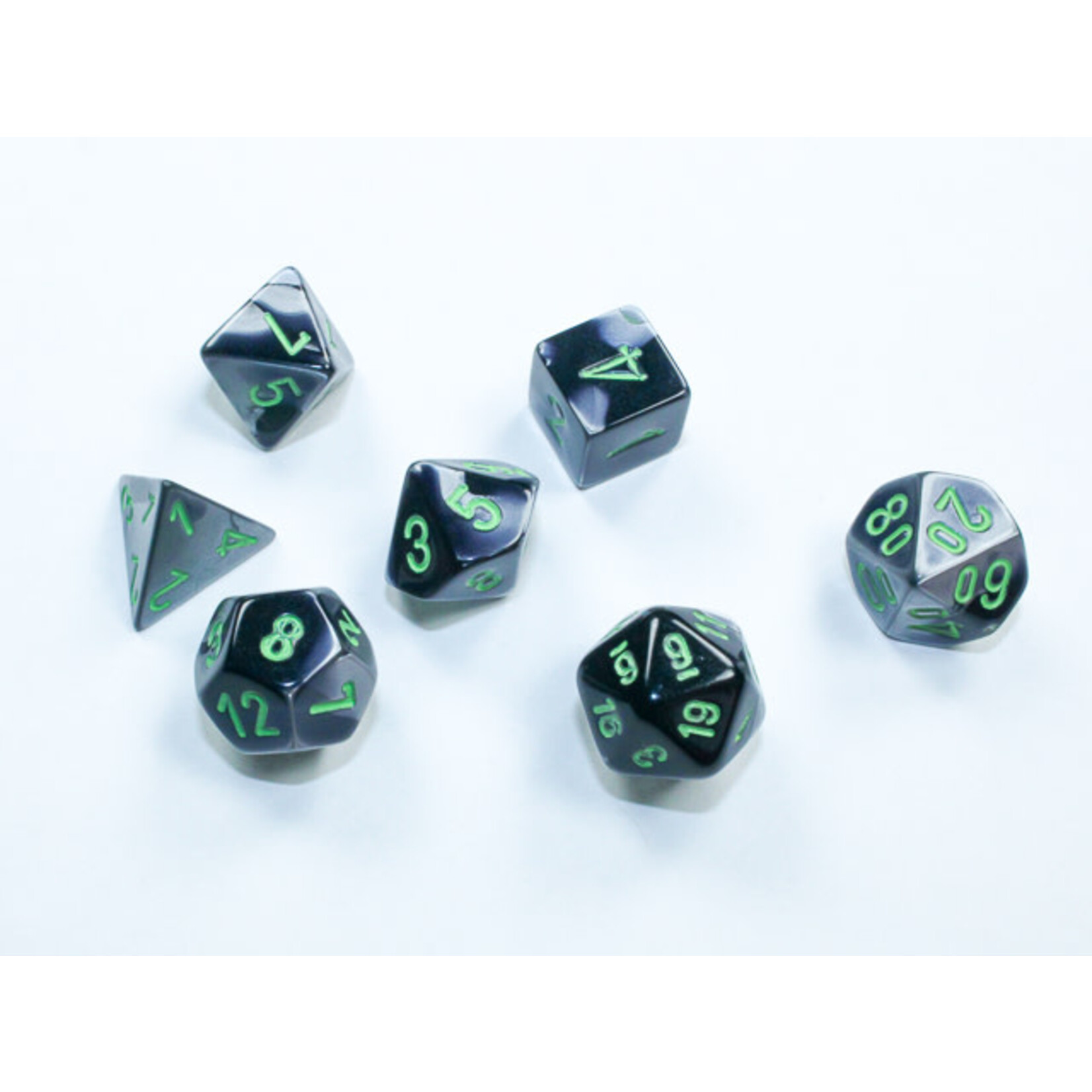Chessex Gemini Mini-hedral Black-Grey/green 7-Die Set