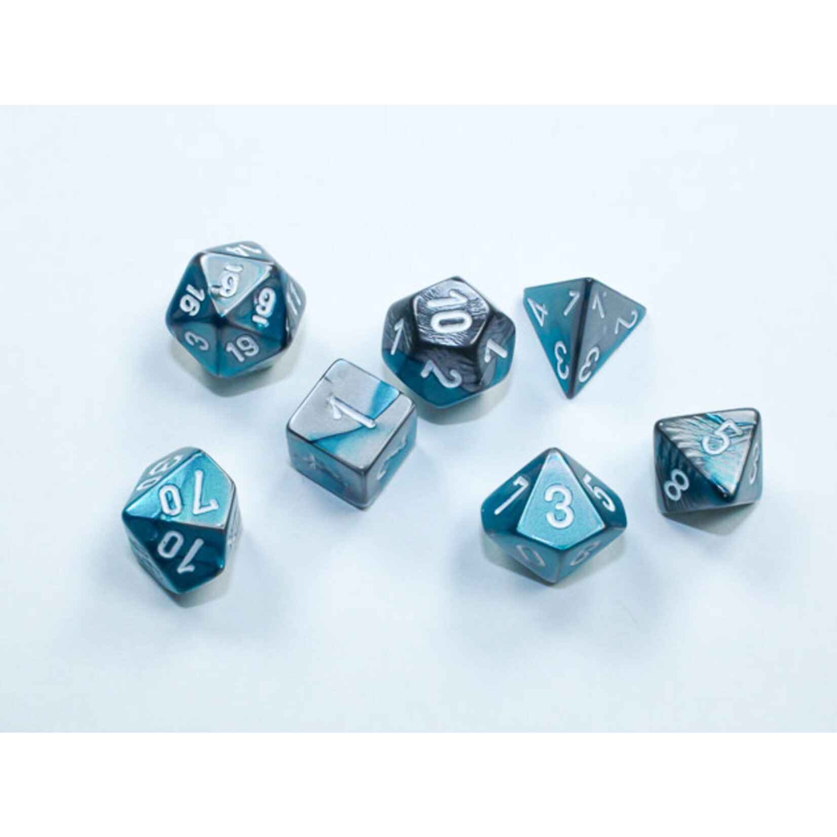 Chessex Gemini Mini-hedral Steel-Teal/white 7-Die Set