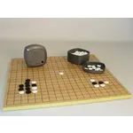 Go - Solid wood Go Board (18.75in x 17.25in) with Black and White Glass Stones (7mm)