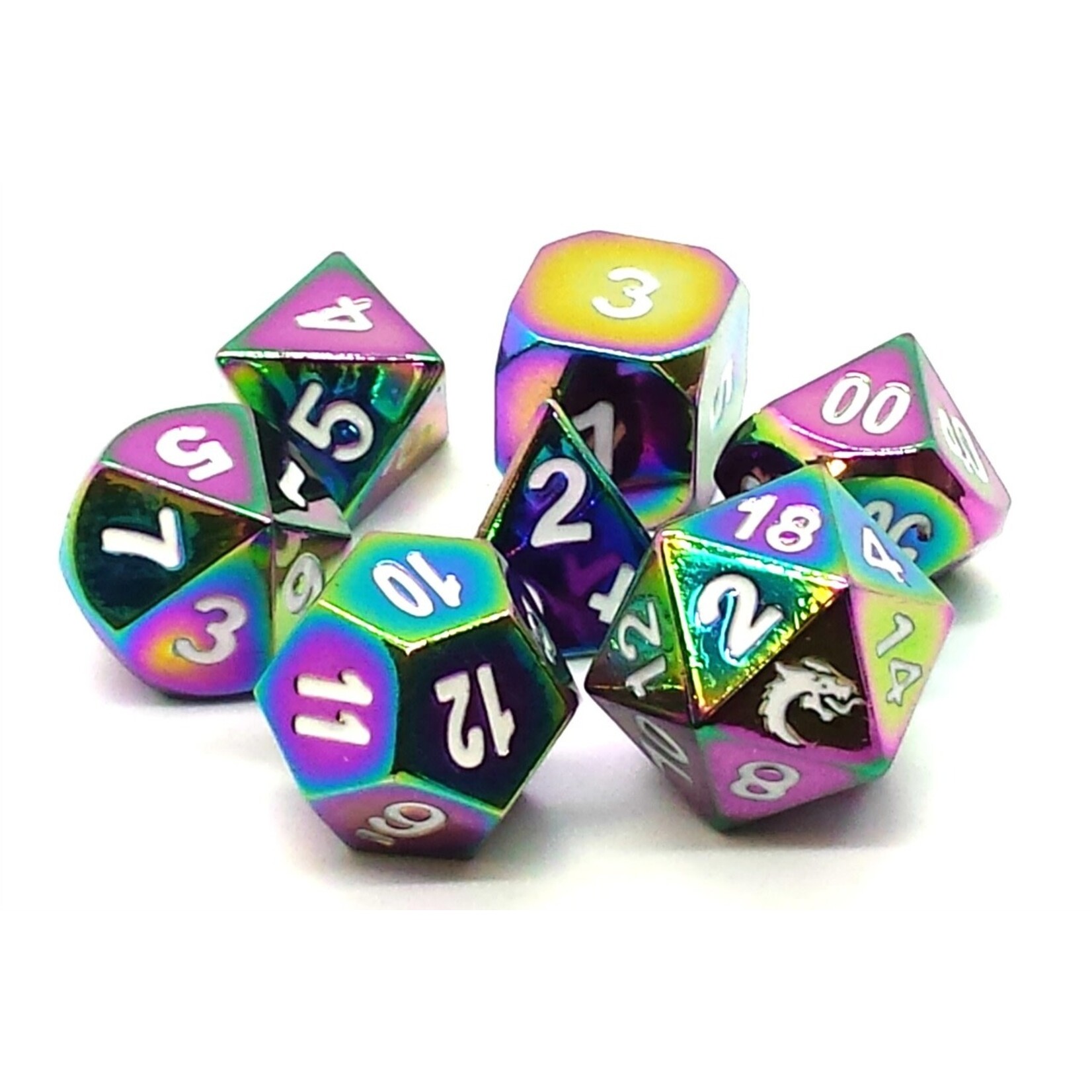 Old School Dice Old School 7 Piece DnD RPG Metal Dice Set: Halfling Forged - Brilliant Rainbow