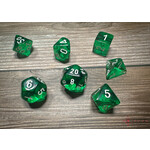 Chessex Translucent Green/white Polyhedral 7-Dice Set