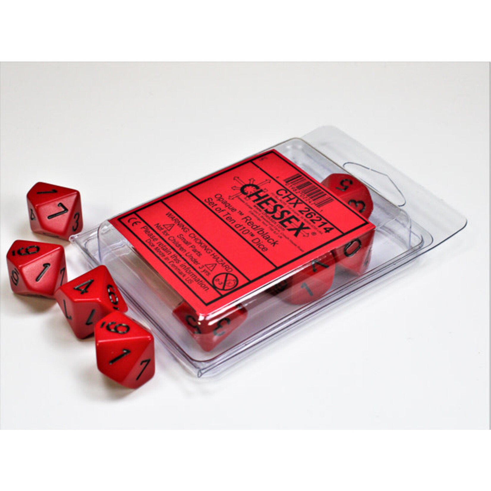 Chessex Opaque Red/black Set of Ten d10s