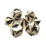 Old School Dice Old School 7 Piece DnD RPG Metal Dice Set: Dragon Forged - Black & White w/ Gold