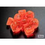 Translucent Neon Orange/white Polyhedral 7-Dice Set (with bonus die)